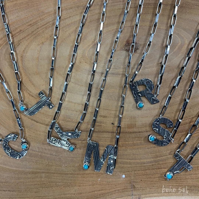 Shop Envi Me Necklaces **ReSToCk** The Must Have Sterling Silver Turquoise 1" Letter Necklace