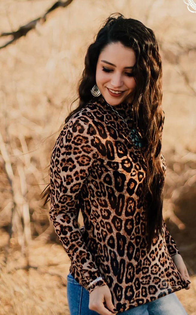 cheetah print mesh top