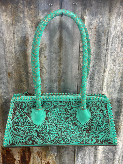 Shop Envi Me Arm Candy The Marilyn Tooled Turquoise Leather Bag