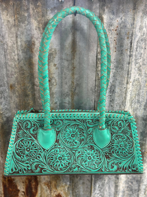 Shop Envi Me Arm Candy The Marilyn Tooled Turquoise Leather Bag