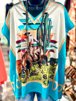 Shop Envi Me It's T-shirt Kinda Day The Satin Cowboy Cactus Poncho Top