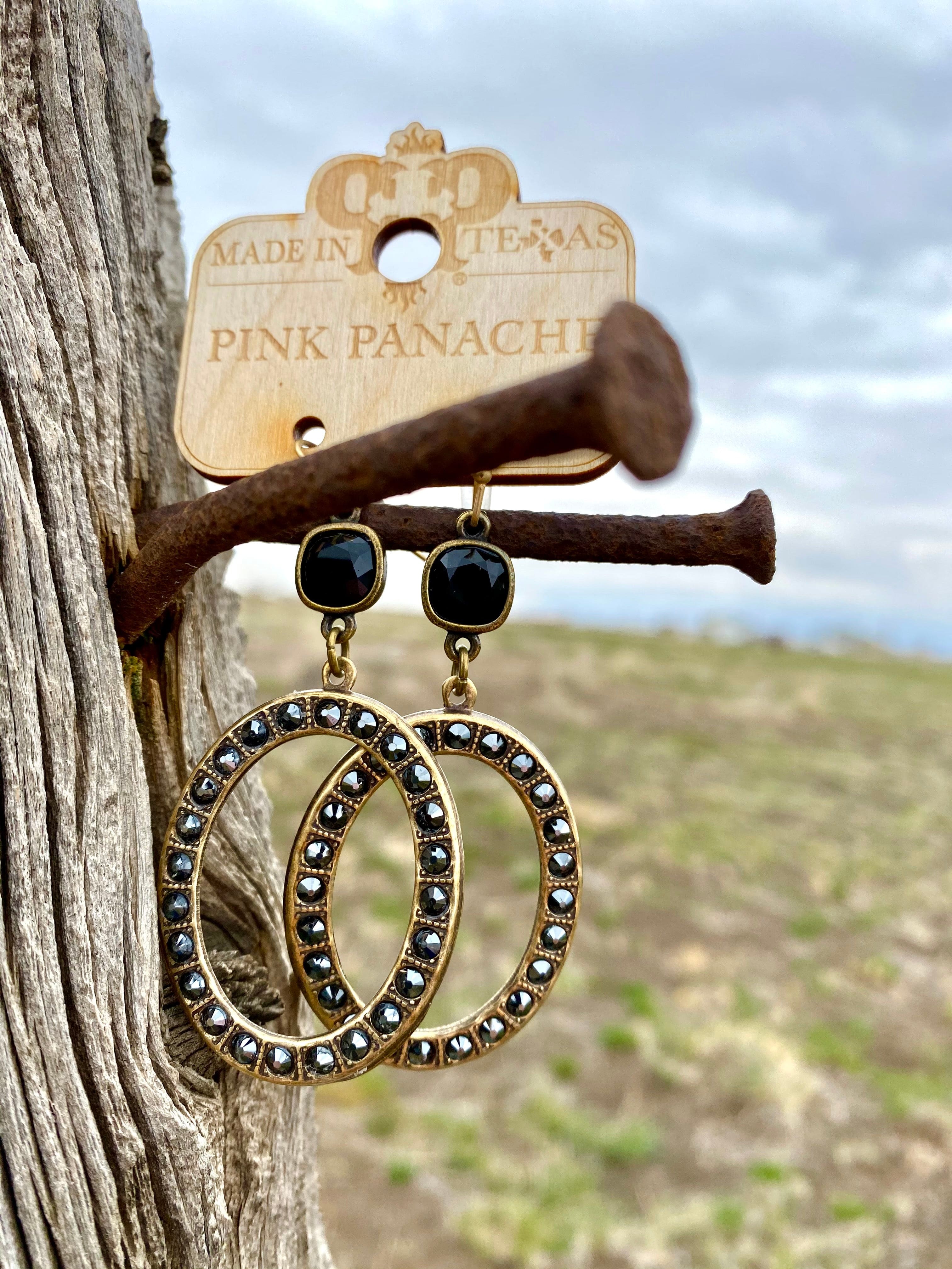 Pink and black earrings discount
