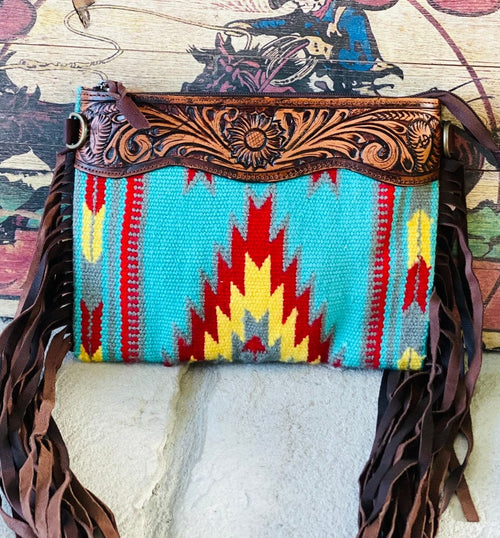 Shop Envi Me Arm Candy Multi Turquoise The Fall Turquoise Everyday Navajo Fringe Crossbody Bag