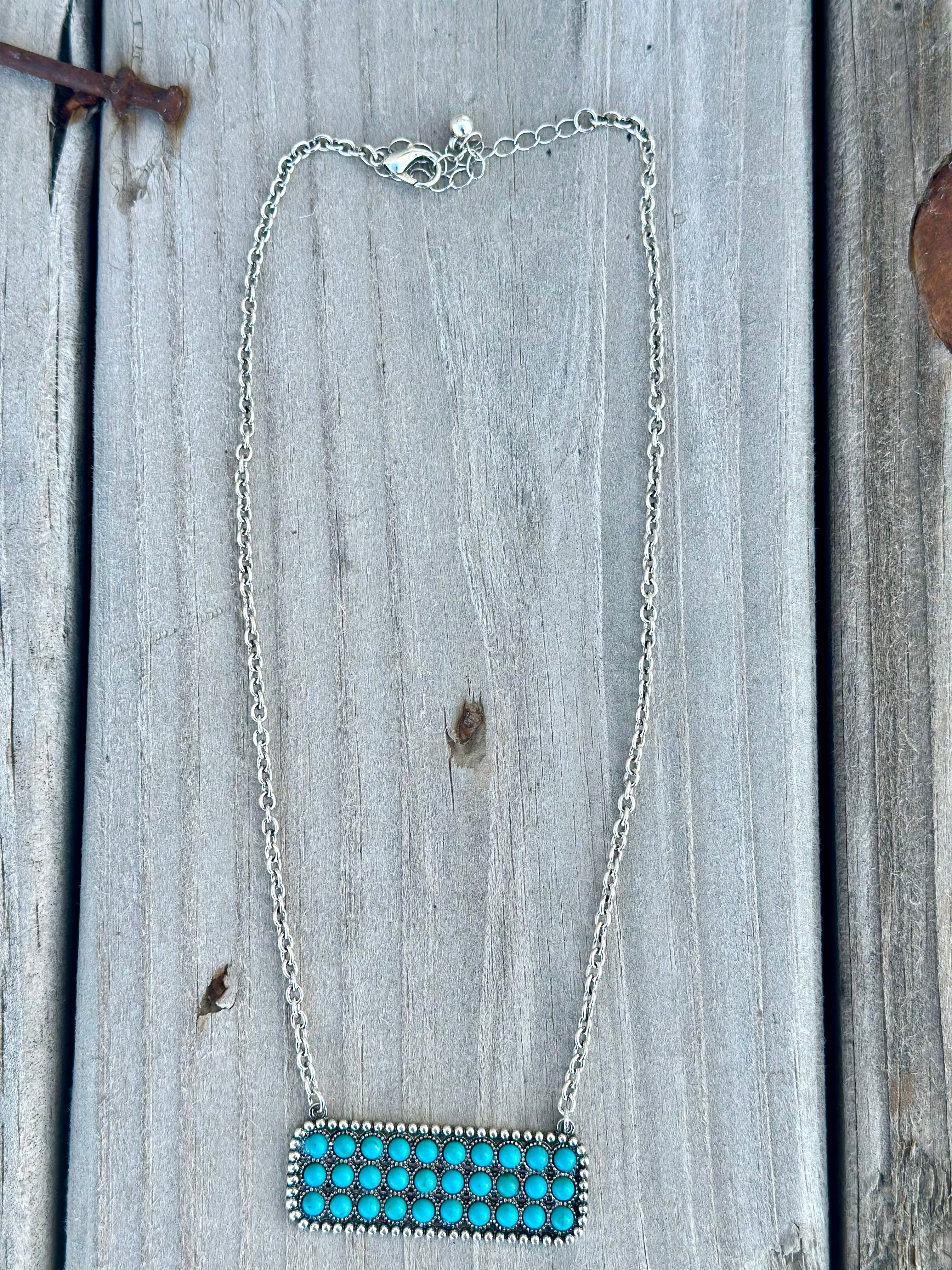 Turquoise bar necklace sterling 2025 silver