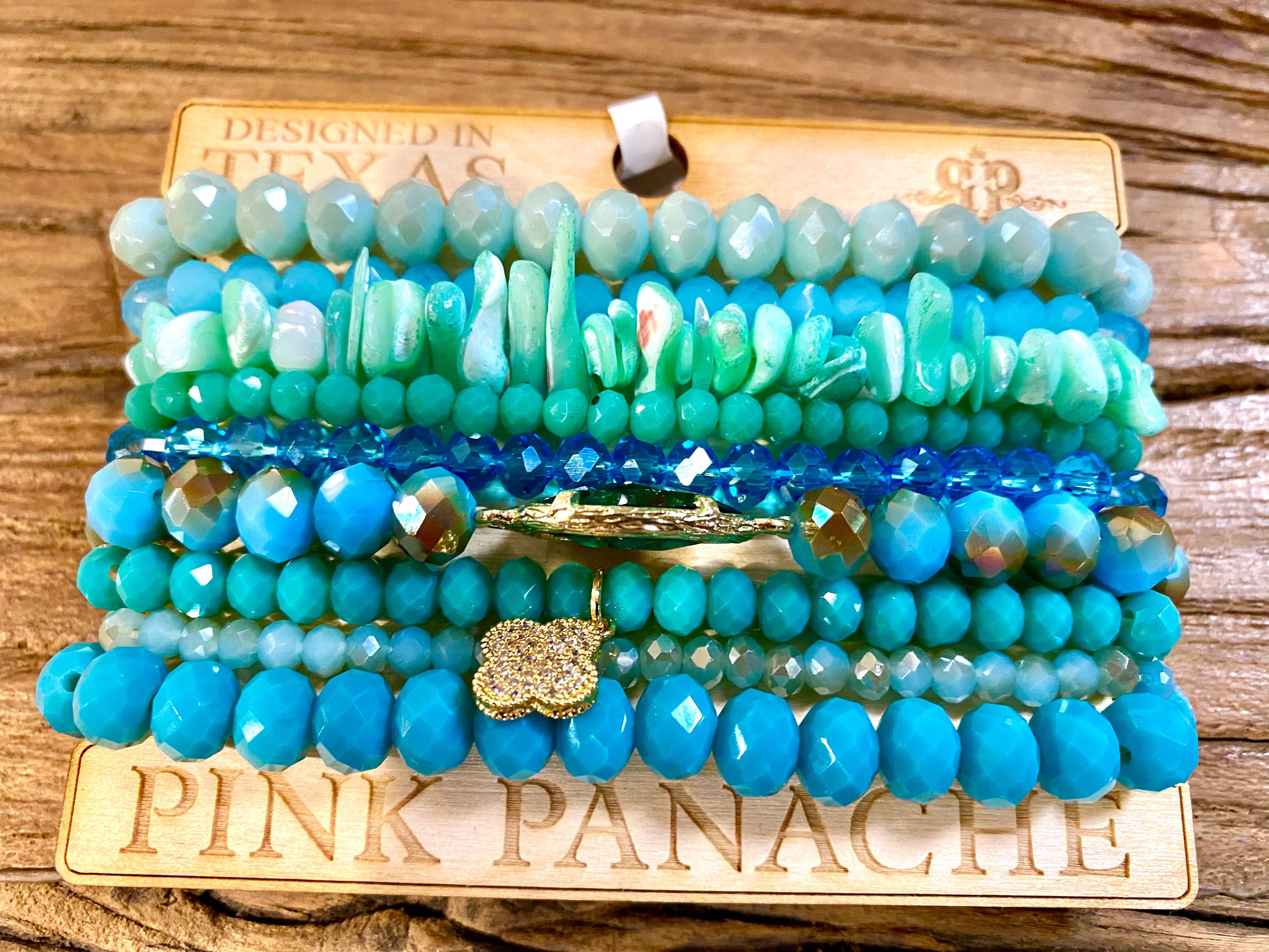 Turquoise Mix Bead Bracelet Stack | Pink Panache Turquoise Bracelet Set main image 1
