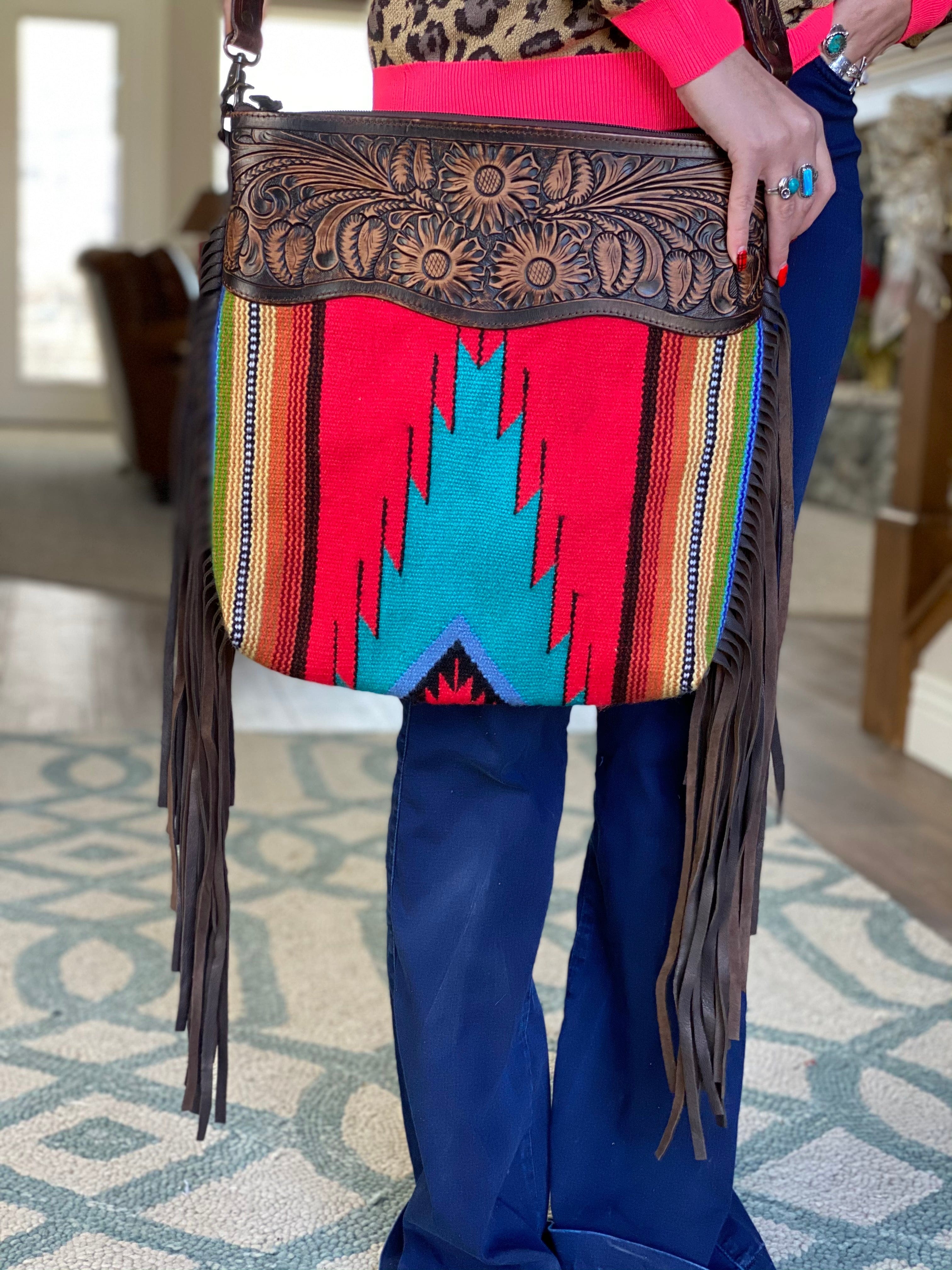 The Red Casa Grande Tooled Leather Top Navajo Fringe Bag – Shop Envi Me