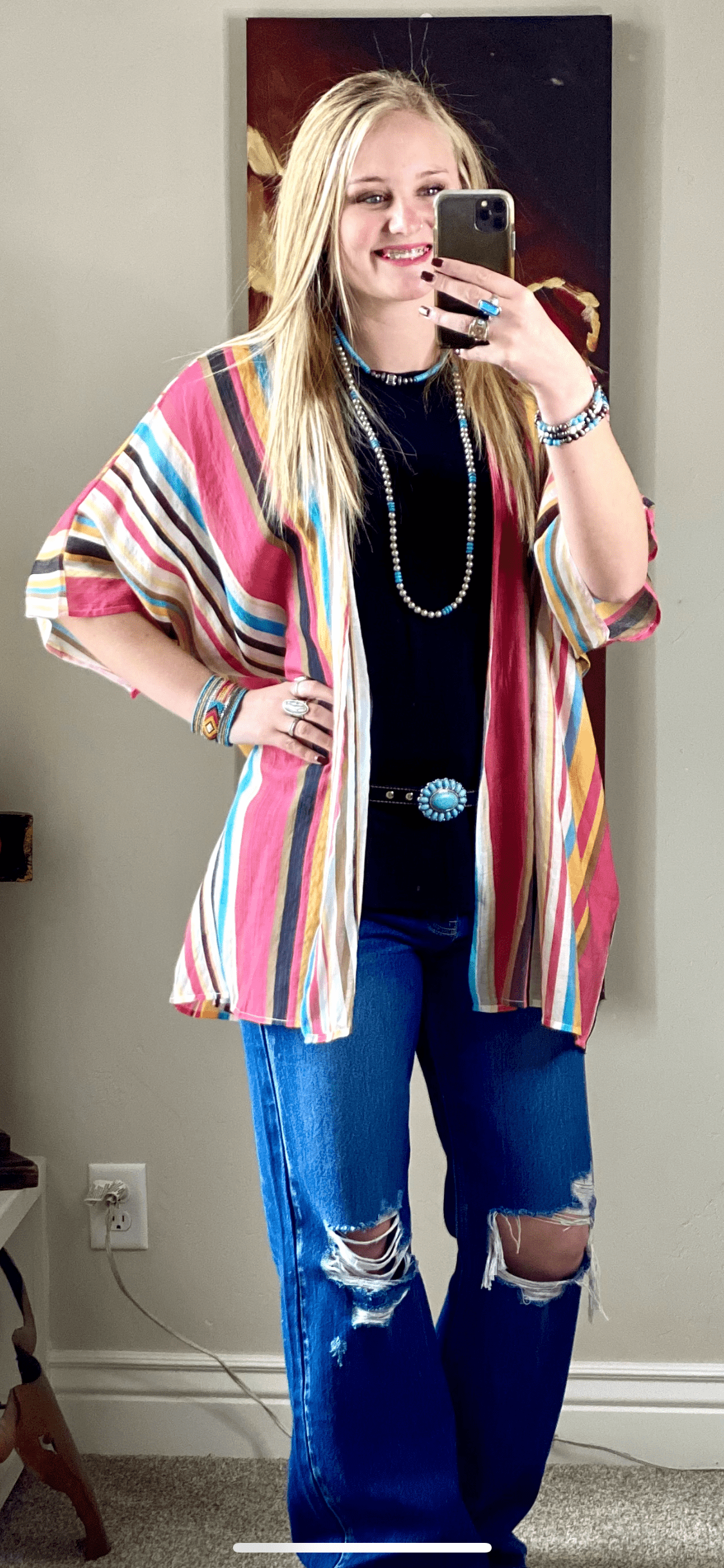 Striped hot sale kimono cardigan