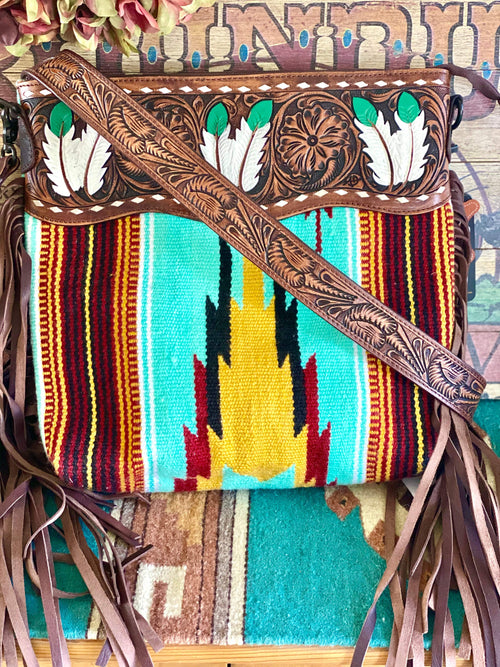 Shop Envi Me Arm Candy Multi The West Of Feather Navajo Wool Fringe Bag