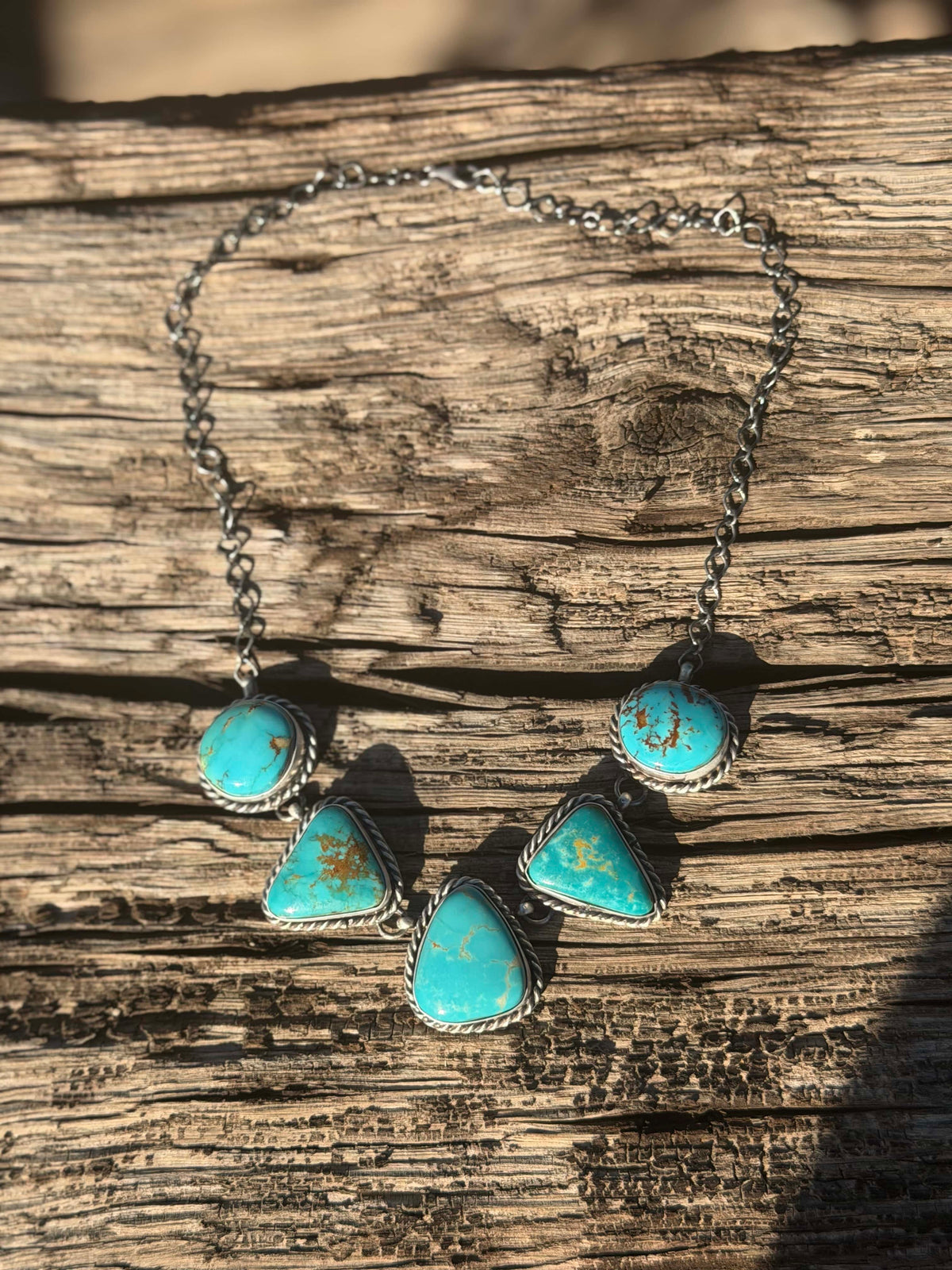 The NA Weatherford Real Turquoise & Sterling Silver Necklace