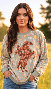 Shop Envi Me Tops and Tunics Autumn Paisley Cowboy  Pullover Top