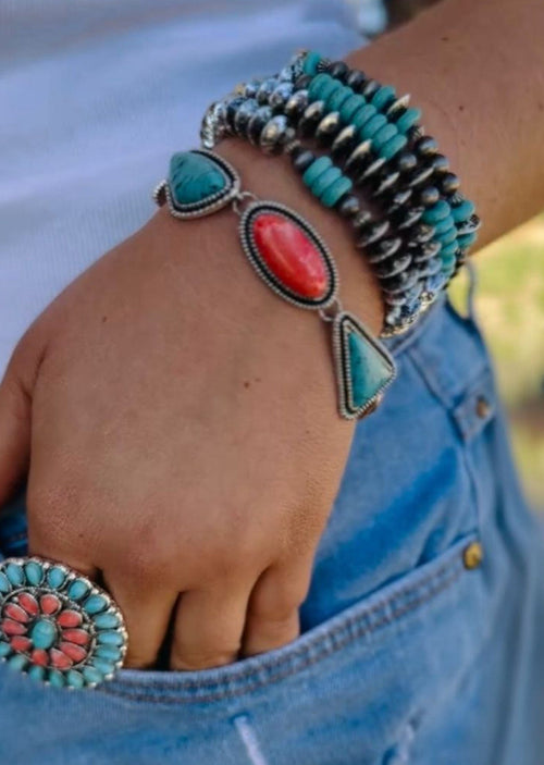 Shop Envi Me Bracelets Be My Statement Turquoise & Coral Bracelet
