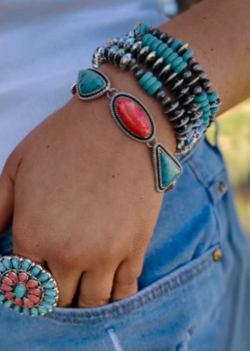 Shop Envi Me Bracelets Be My Statement Turquoise & Coral Bracelet