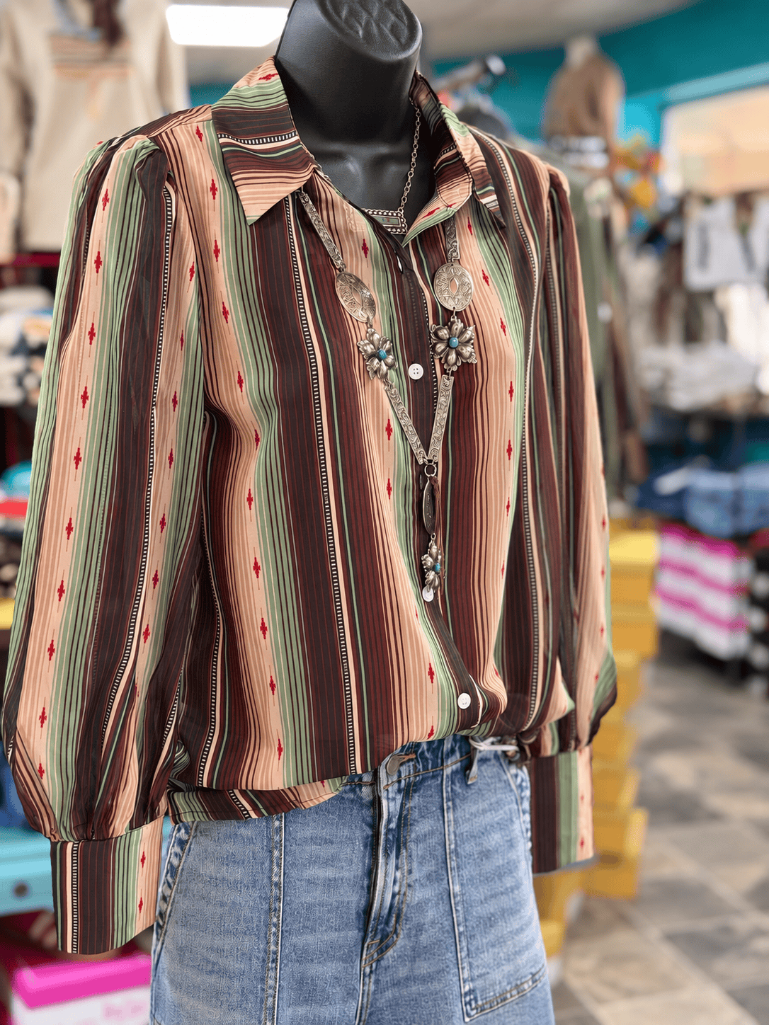 Shop Envi Me tops Bring On Fall Chiffon Button Up Top