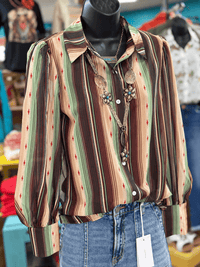 Shop Envi Me tops Bring On Fall Chiffon Button Up Top