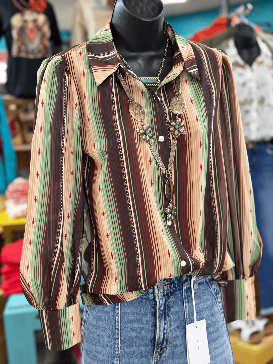 Shop Envi Me tops Bring On Fall Chiffon Button Up Top