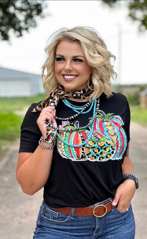 Shop Envi Me It's T-shirt Kinda Day Callies Aztec Pumpkin Trio V Neck Tee