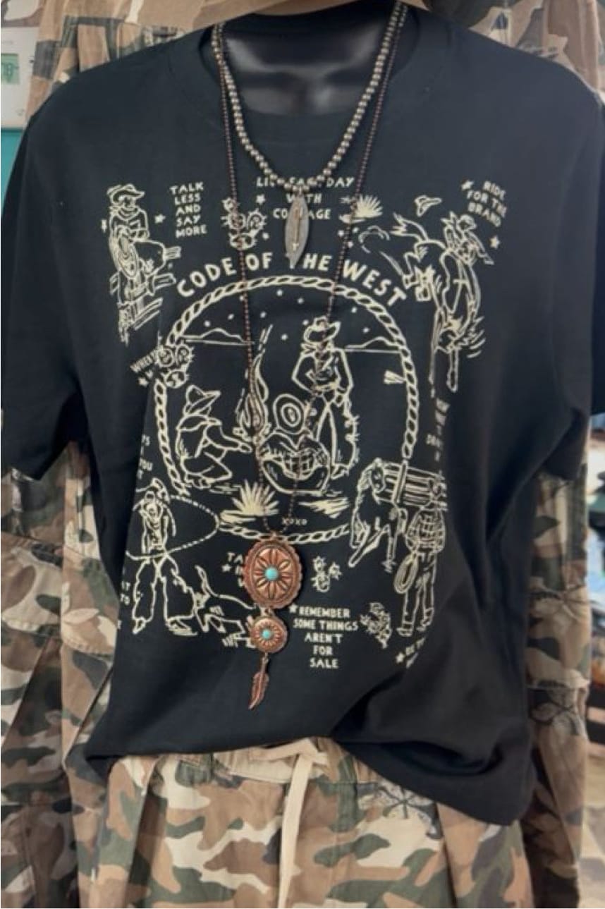 Shop Envi Me It's T-shirt Kinda Day Code of The West Boxy Black Tee