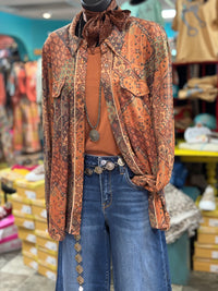 Shop Envi Me tops Desert Mosaic Paisley Bandana Button Up Top