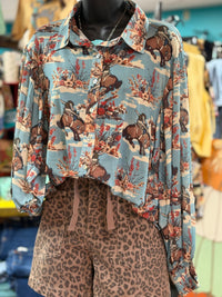 Shop Envi Me tops Desert Trails Cowboy Mesh Button Up Top