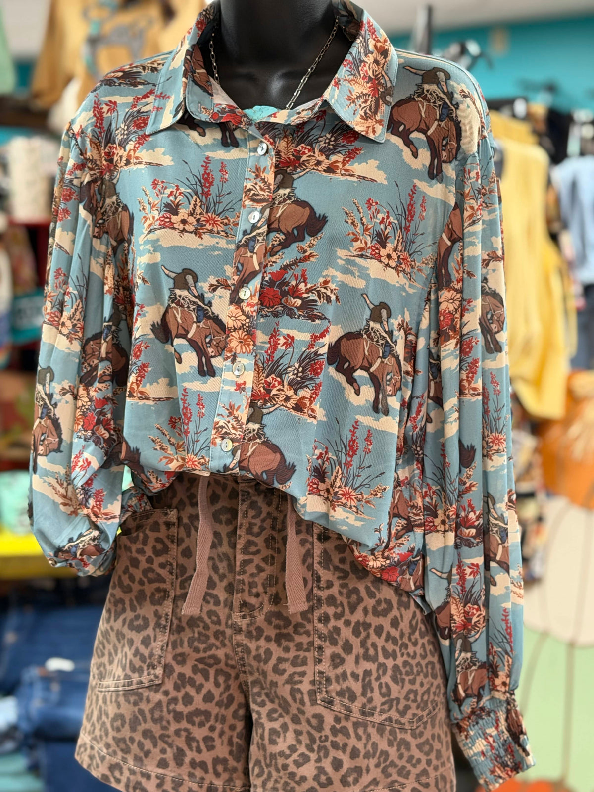 Shop Envi Me tops Desert Trails Cowboy Mesh Button Up Top