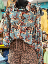 Shop Envi Me tops Desert Trails Cowboy Mesh Button Up Top