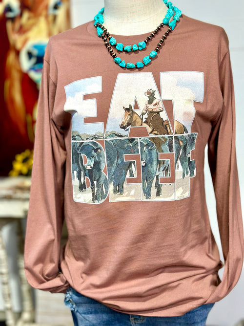 Shop Envi Me It's T-shirt Kinda Day Eat Beef Long Sleeve Tee
