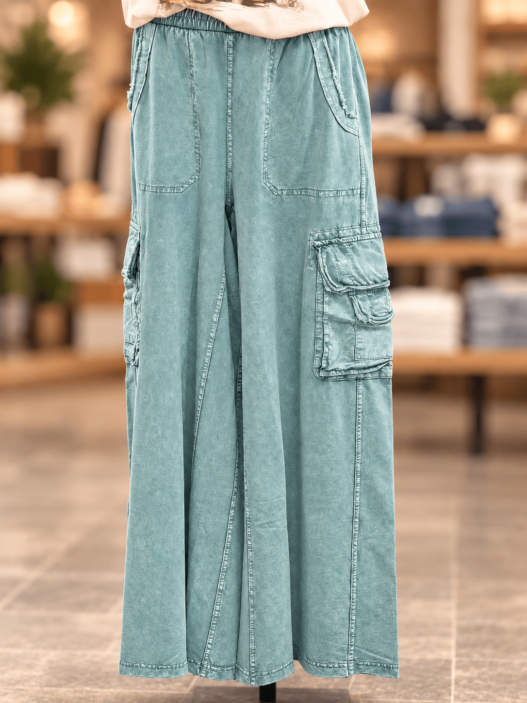 Shop Envi Me Bottoms Fall Aqua Wide Leg Cargo Pants