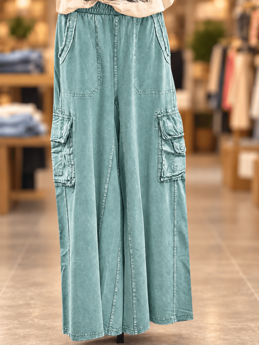 Shop Envi Me Bottoms Fall Aqua Wide Leg Cargo Pants