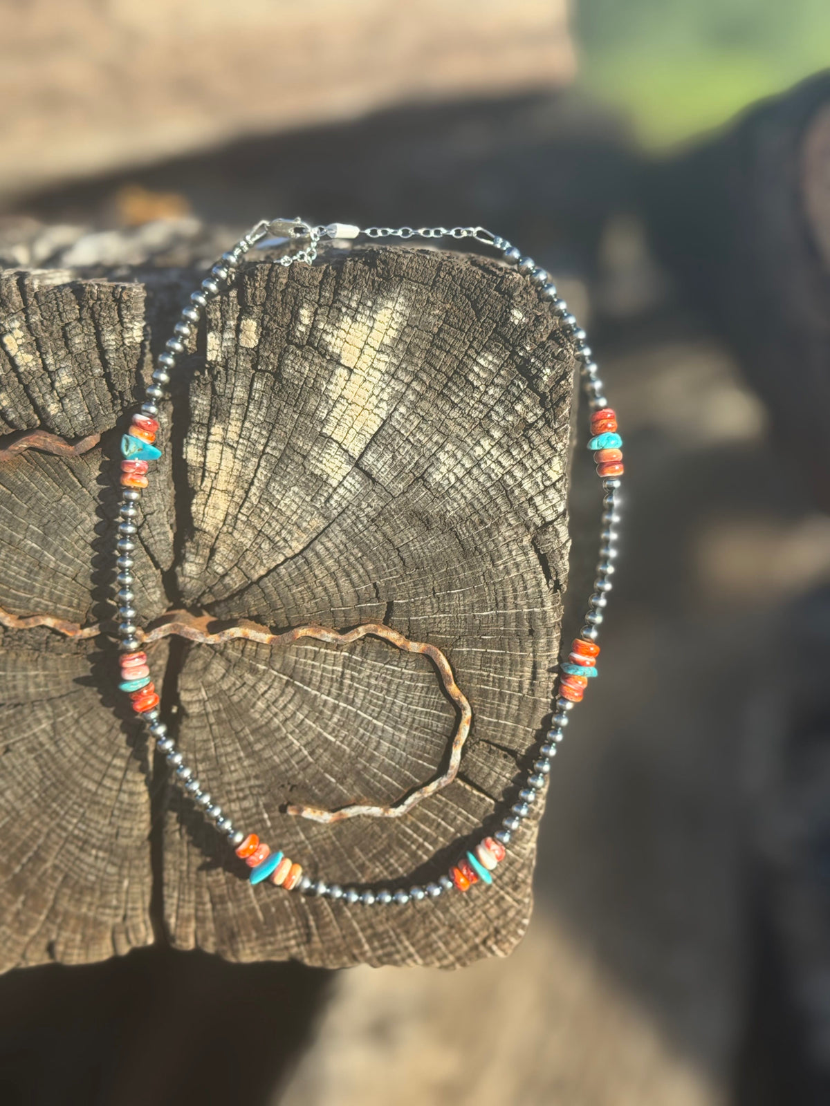 Shop Envi Me Necklaces 14” Fall In the Southwest Silver Pearl & Stone Necklace