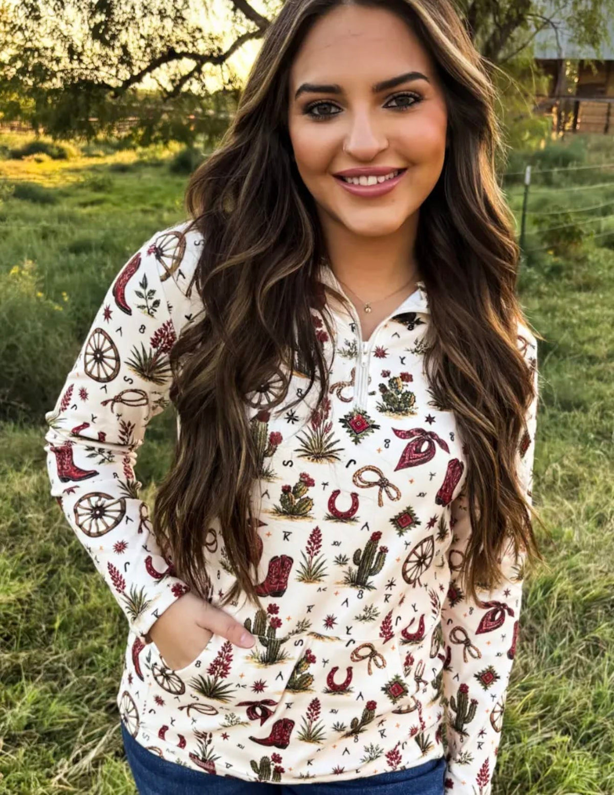 Shop Envi Me Tops and Tunics Fall On The Ranch Quarter Zip Pullover