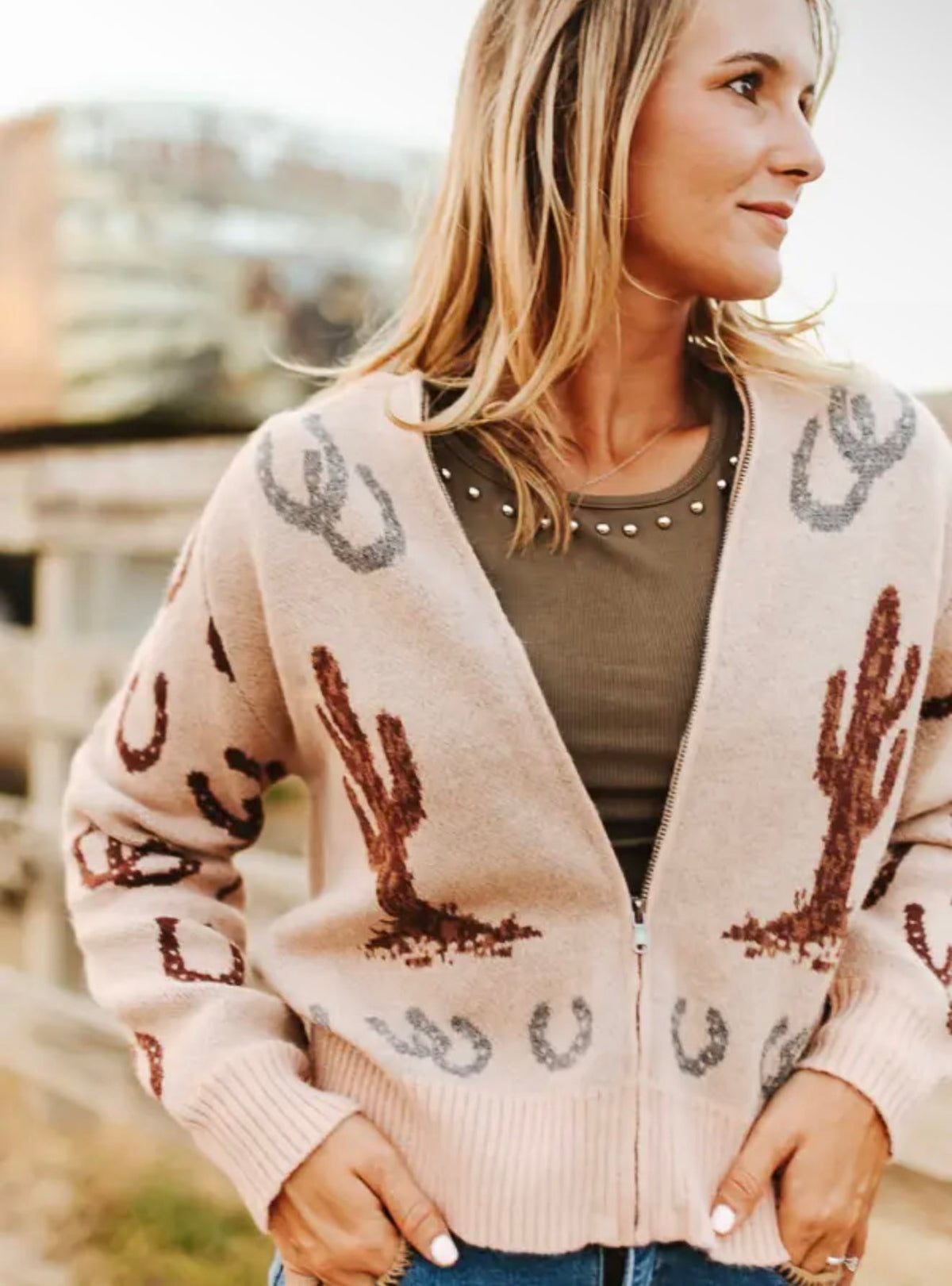Shop Envi Me Cardigans and Kimonos Happy Trails Zip Up Sweater