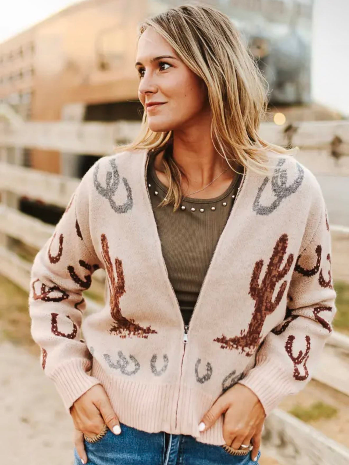 Shop Envi Me Cardigans and Kimonos Happy Trails Zip Up Sweater