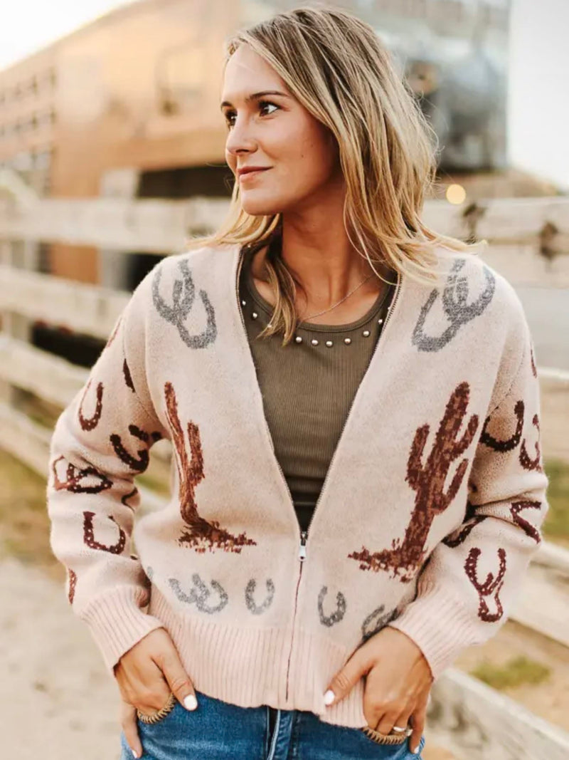 Shop Envi Me Cardigans and Kimonos Happy Trails Zip Up Sweater