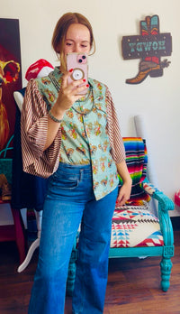 Shop Envi Me It's T-shirt Kinda Day Howdy Cowgirl Retro Western Striped Flutter Sleeve Top