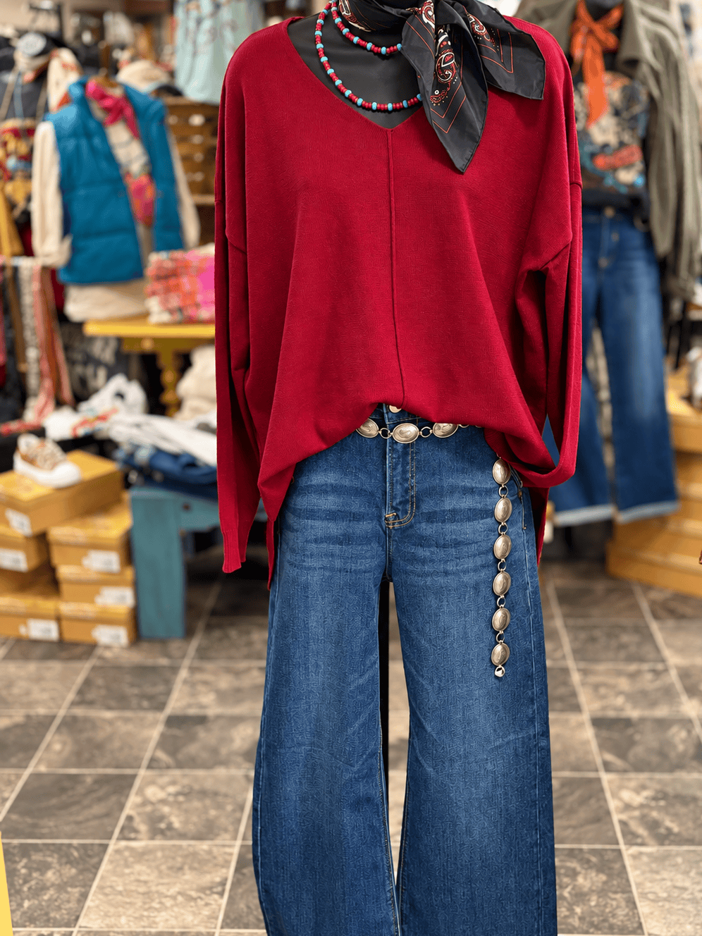 Shop Envi Me Cardigans and Kimonos It’s A Western Holiday V Neck Sweater
