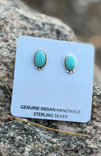 Shop Envi Me Earrings Silver NA Made Sterling Silver & Kingman Turquoise Cowgirl Stud Earrings
