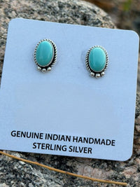 Shop Envi Me Earrings Silver NA Made Sterling Silver & Kingman Turquoise Cowgirl Stud Earrings