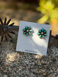 Shop Envi Me Earrings Silver New Sterling Silver & Kingman Turquoise Flower Cluster Stud Earring