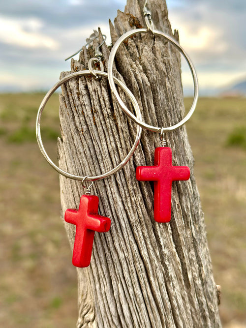 Shop Envi Me Earrings Our Southwestern Style Coral Cross Earrings