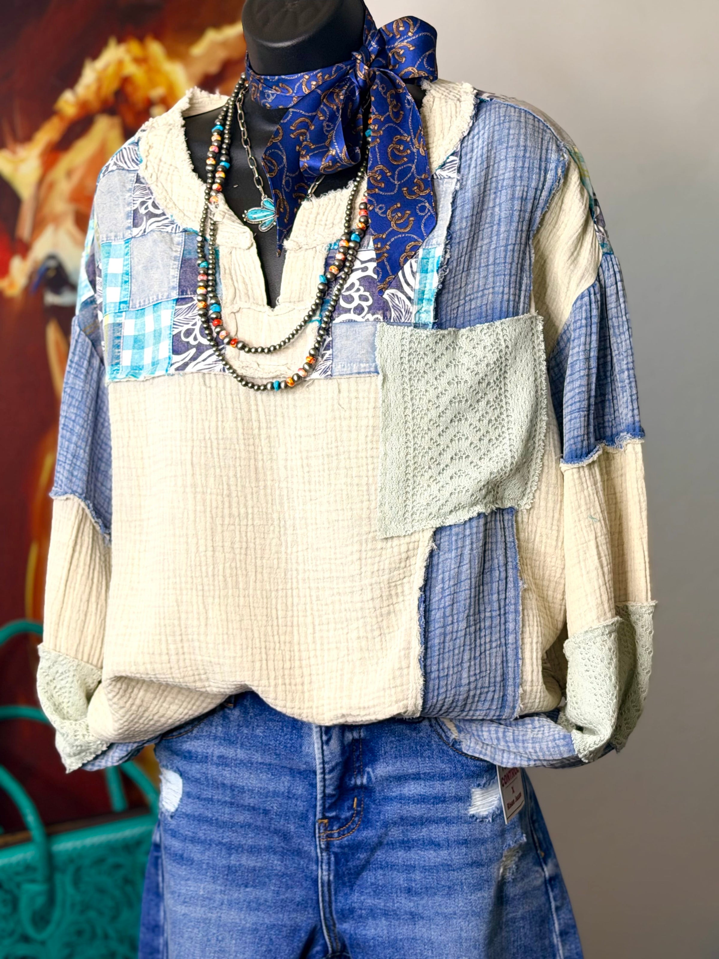 Shop Envi Me Tops and Tunics Patchwork & Plaid In The Fall Pullover Top