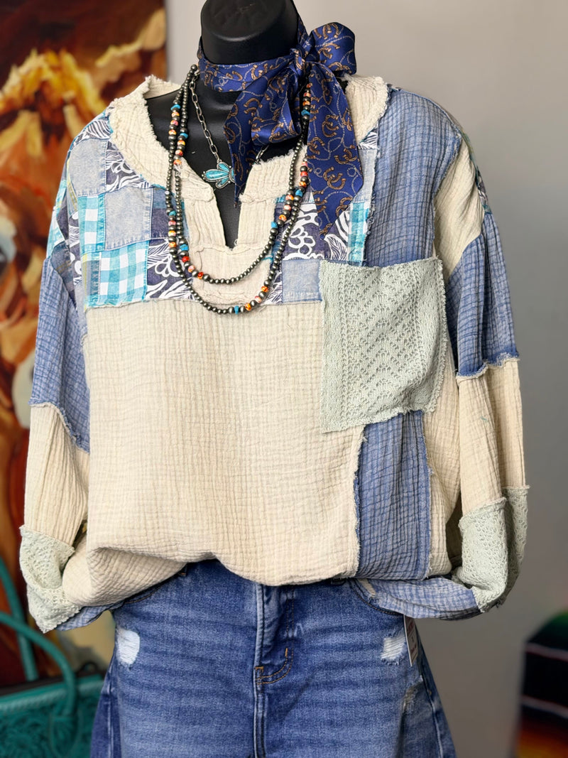 Shop Envi Me Tops and Tunics Patchwork & Plaid In The Fall Pullover Top