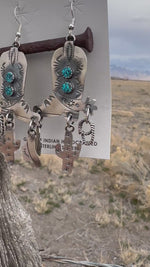 The NA Made Boots & Cactus Sterling Silver & Real Turquoise Earring One Pair Only