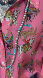 The Cowgirl Howdy Pink Chiffon Button Up Top