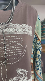 The Western Bootstitch Mix Floral Flutter Sleeve Poncho Top