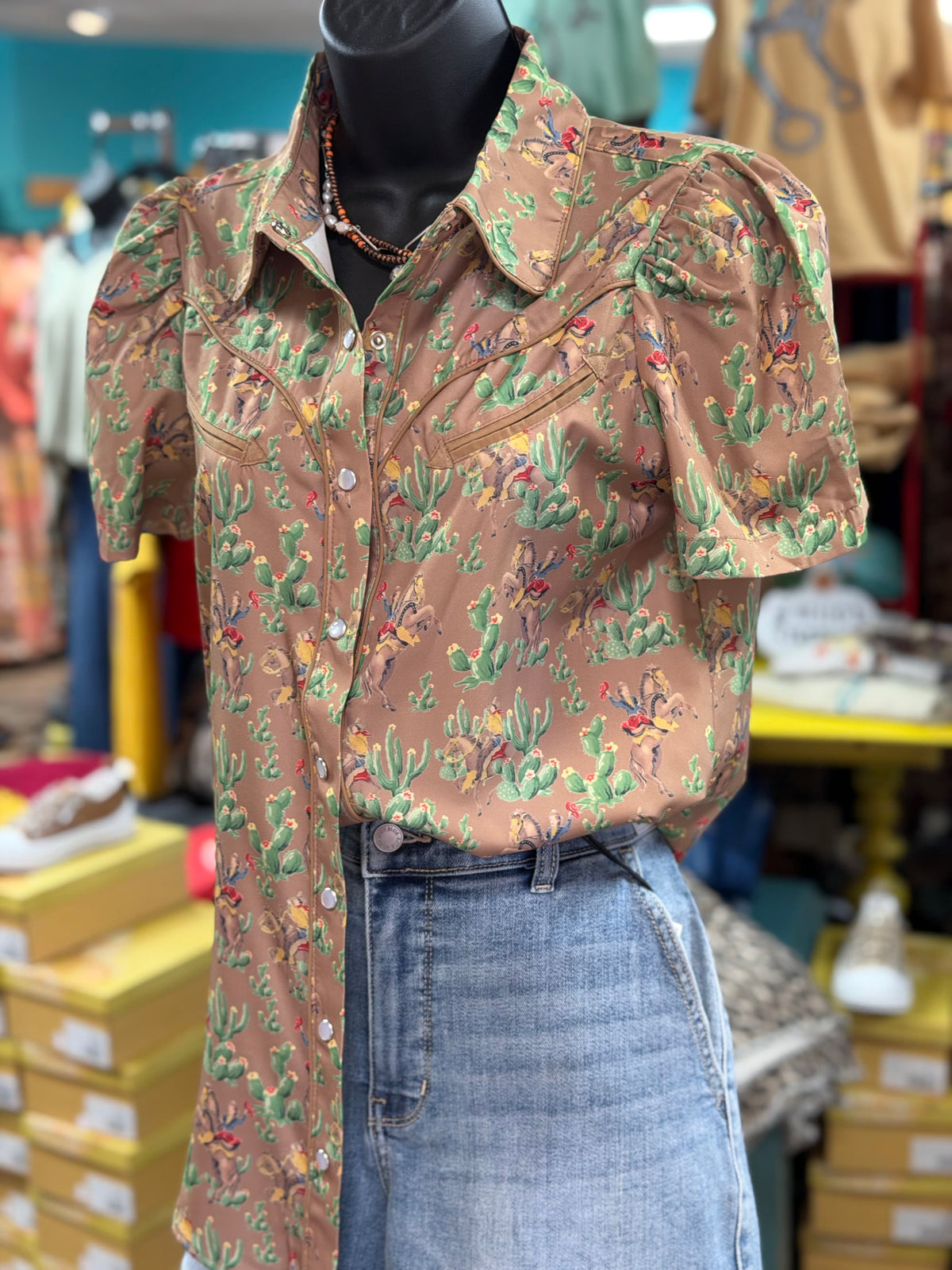 Shop Envi Me Tops and Tunics Retro In The Fall Desert Cactus 🌵 Top