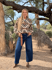 Risen Bottoms Risen Wide Leg Front Patch Pocket High Rise Ankle Crop Denim