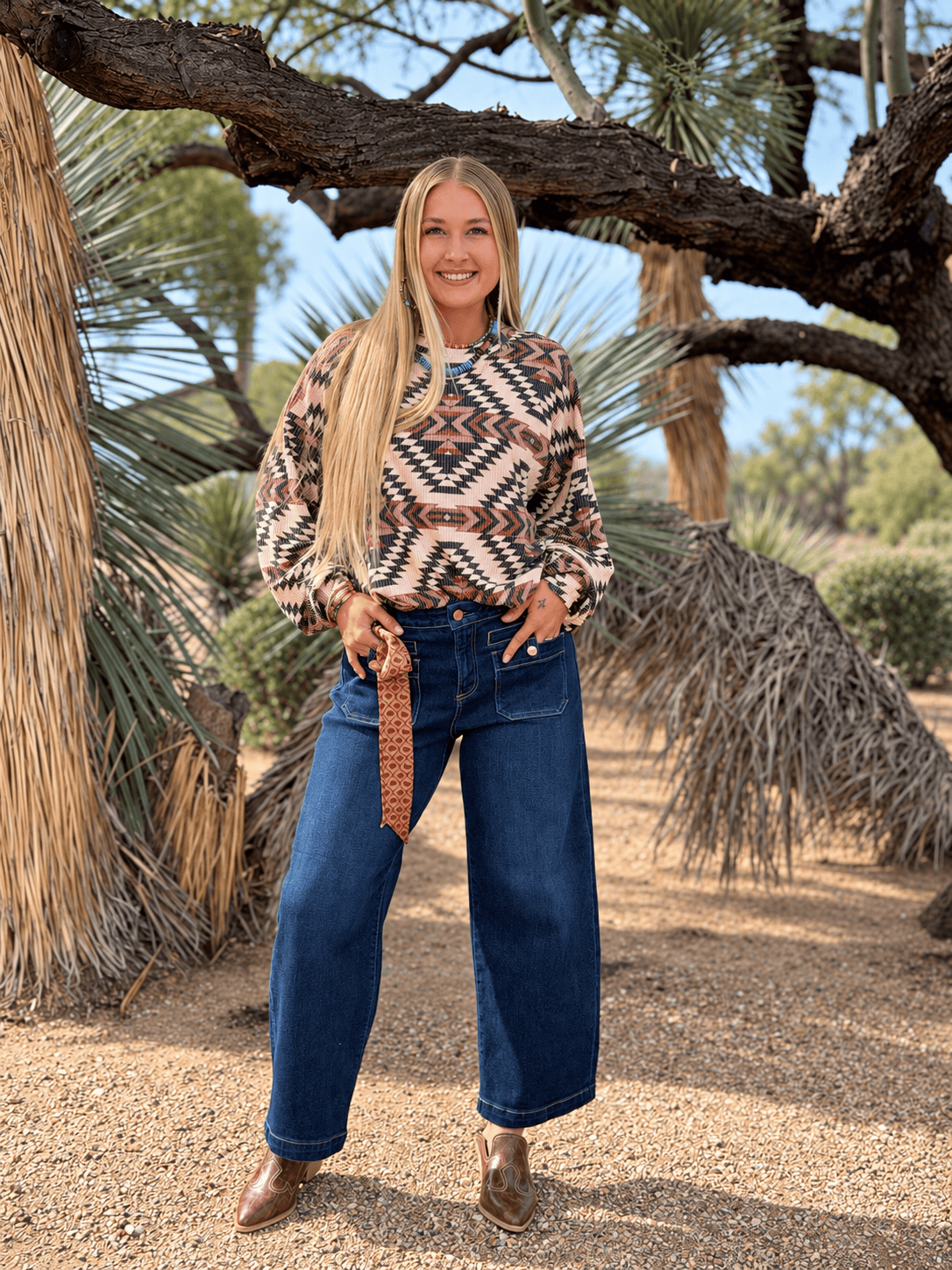 Risen Bottoms Risen Wide Leg Front Patch Pocket High Rise Ankle Crop Denim