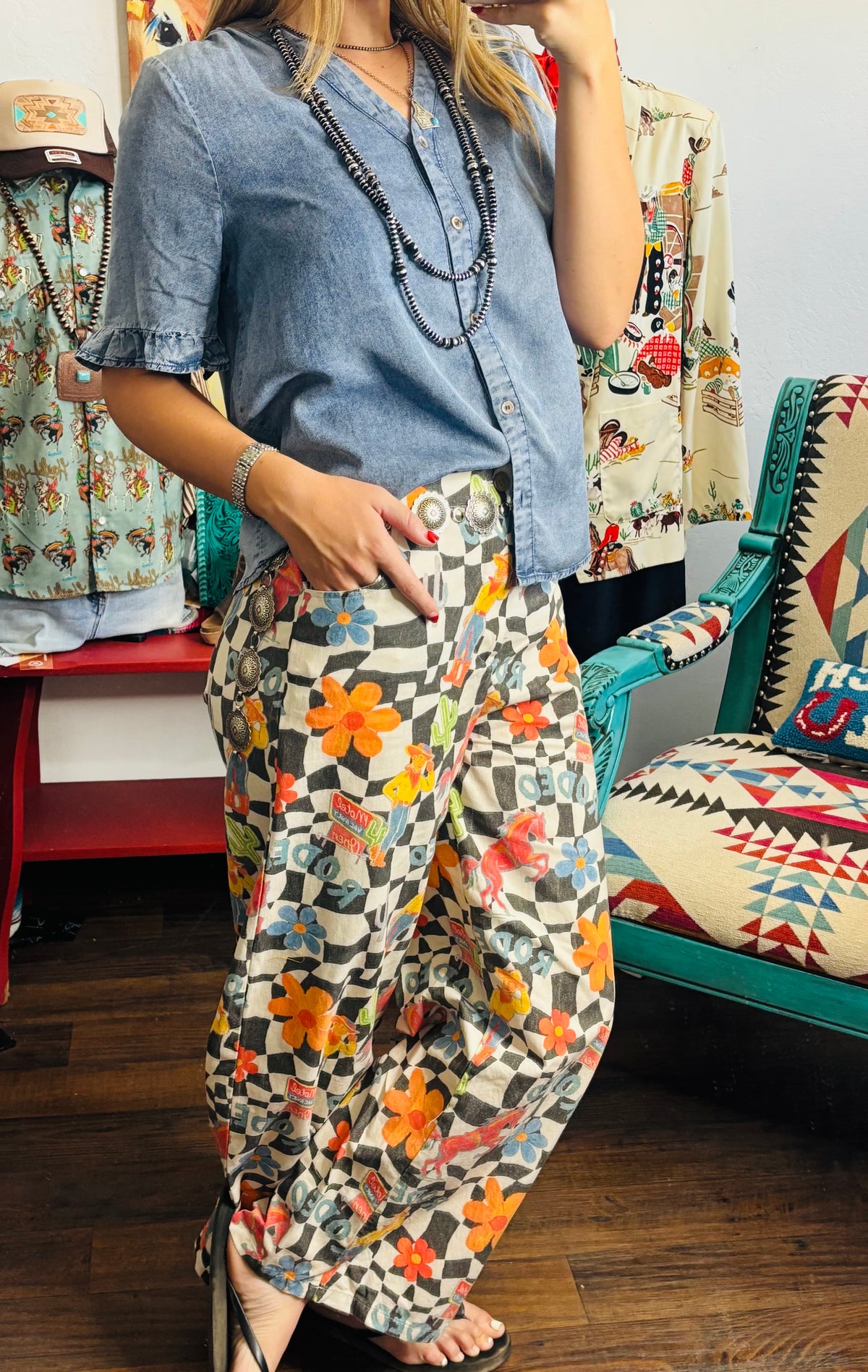 Shop Envi Me Tops and Tunics Ruffle Me Up Chambray Top