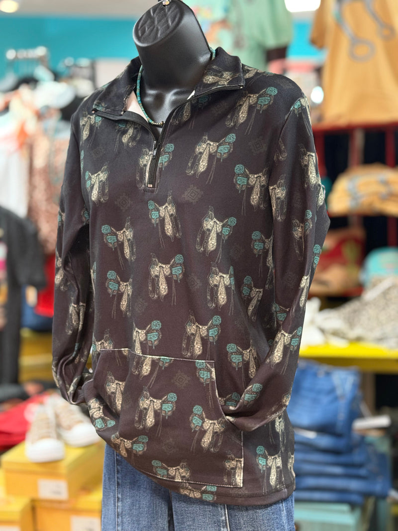 Shop Envi Me Tops and Tunics Saddle Up Cowgirl Quarter Zip Top