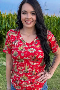 Shop Envi Me Tops and tunics San Felipe Cowgirl Western V Neck Top